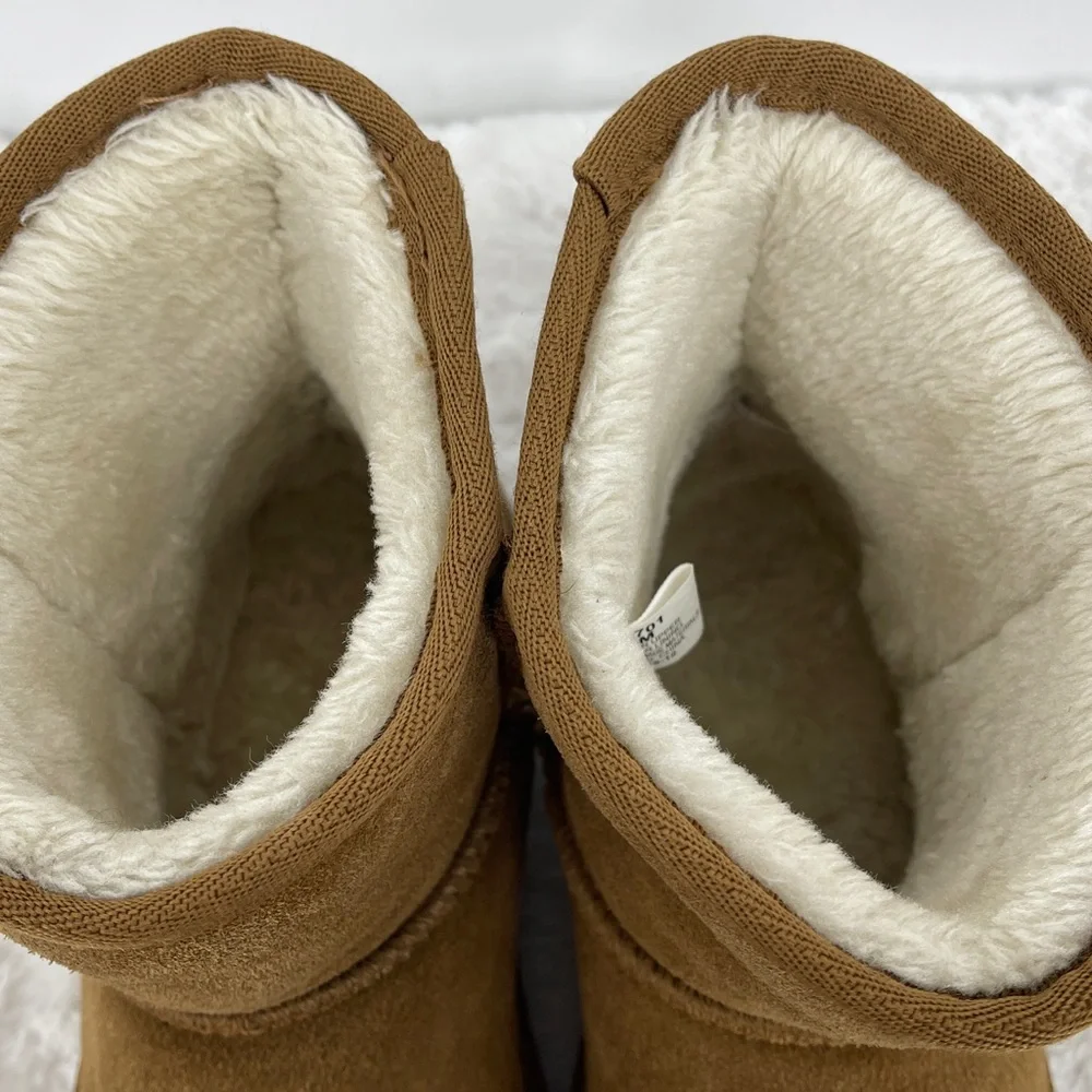 MINNETONKA Cozy Brown FAUX FUR -Lined Women's LEATHER ANKLE Boots SIZE 6